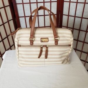 Tommy Hilfiger Cream and Tan Striped Tote